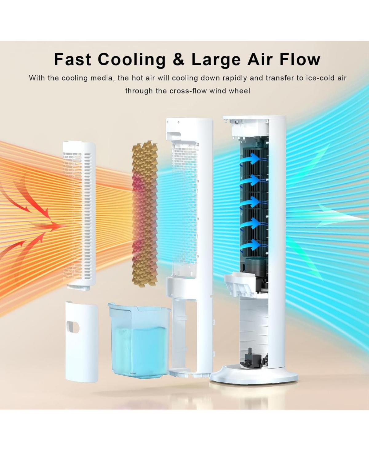 Cowsar 40" Evaporative Air Cooler with Remote and 24H Timer