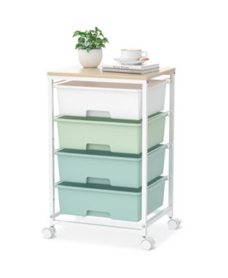 4-Tier Mobile Storage Cart with Drawers