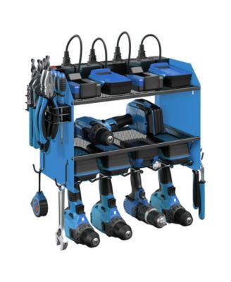 Power Tool Organizer Wall Mount Charging Station 8 Outlet Heavy Duty Rack Holder Gift