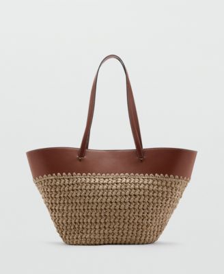 Women's Large Natural Fiber Basket Handbag