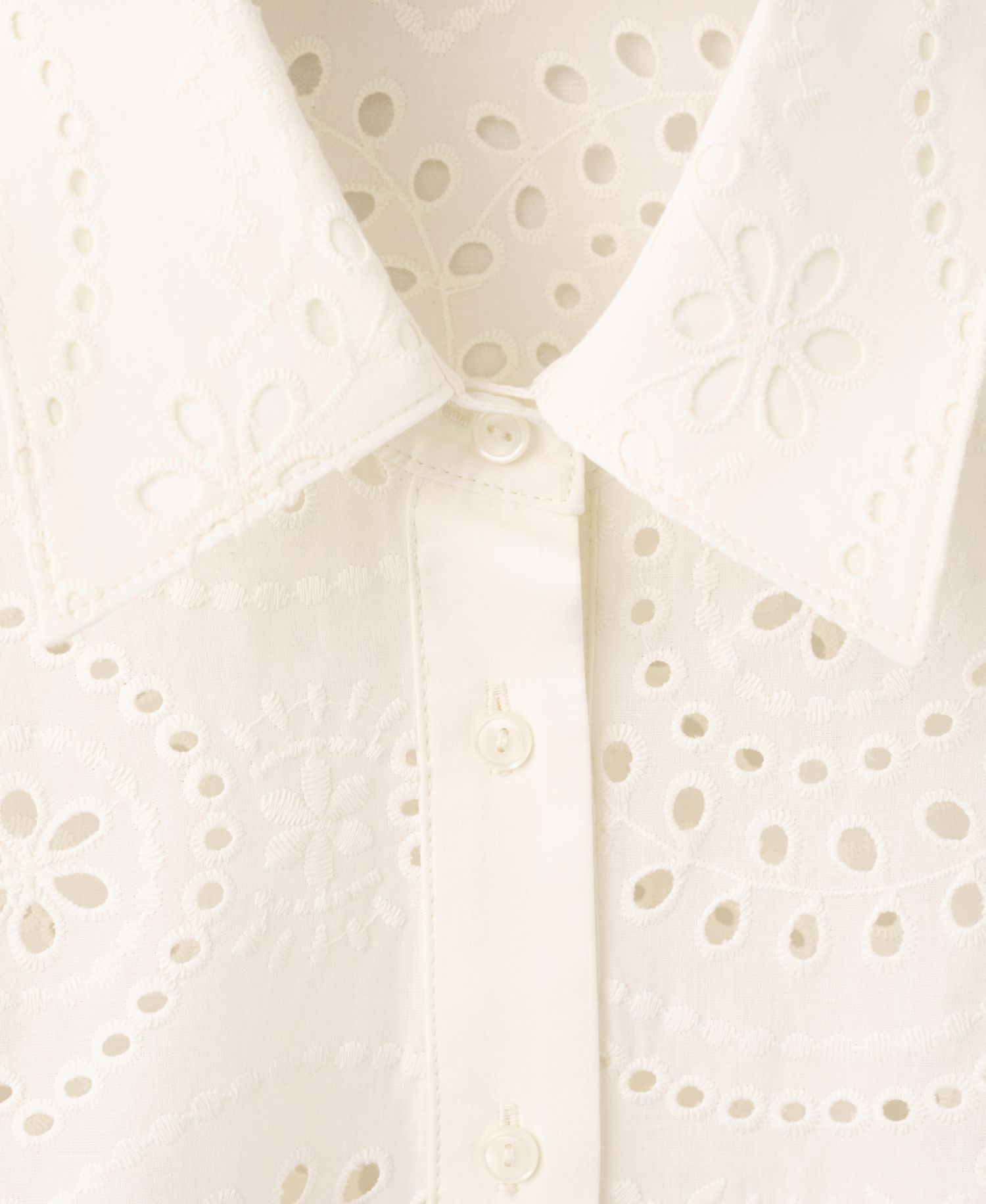 Women's Openwork Embroidery Cotton Shirt