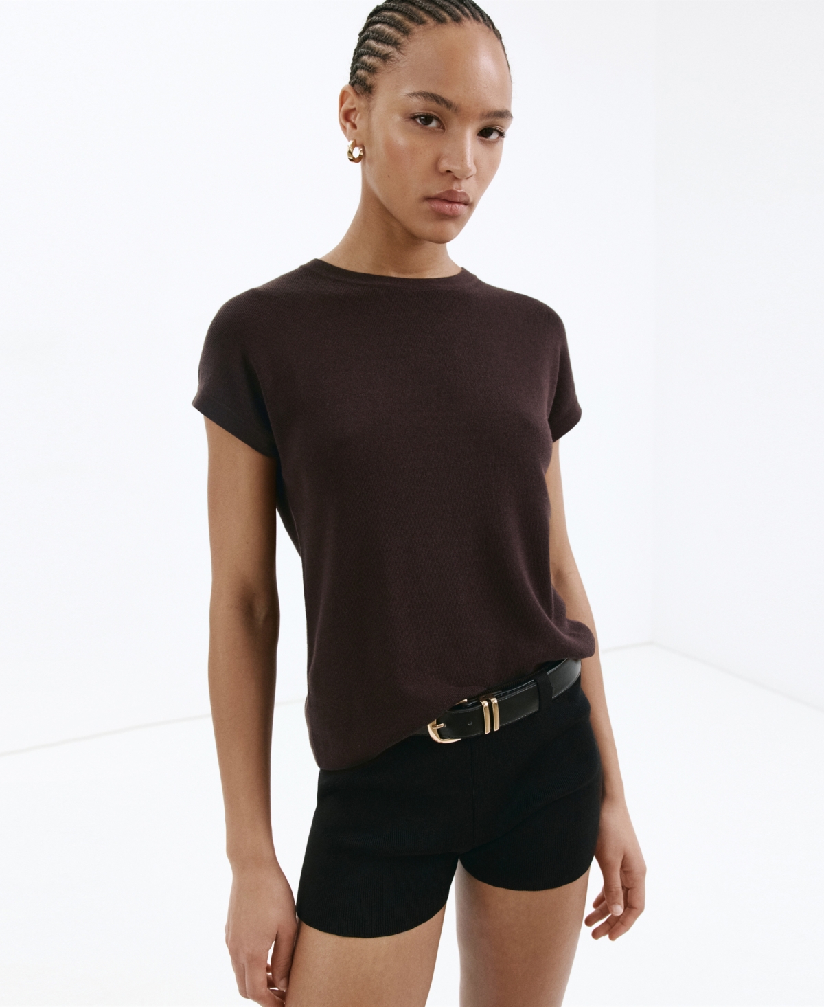 Mango Women's Short-Sleeve Cotton Sweater