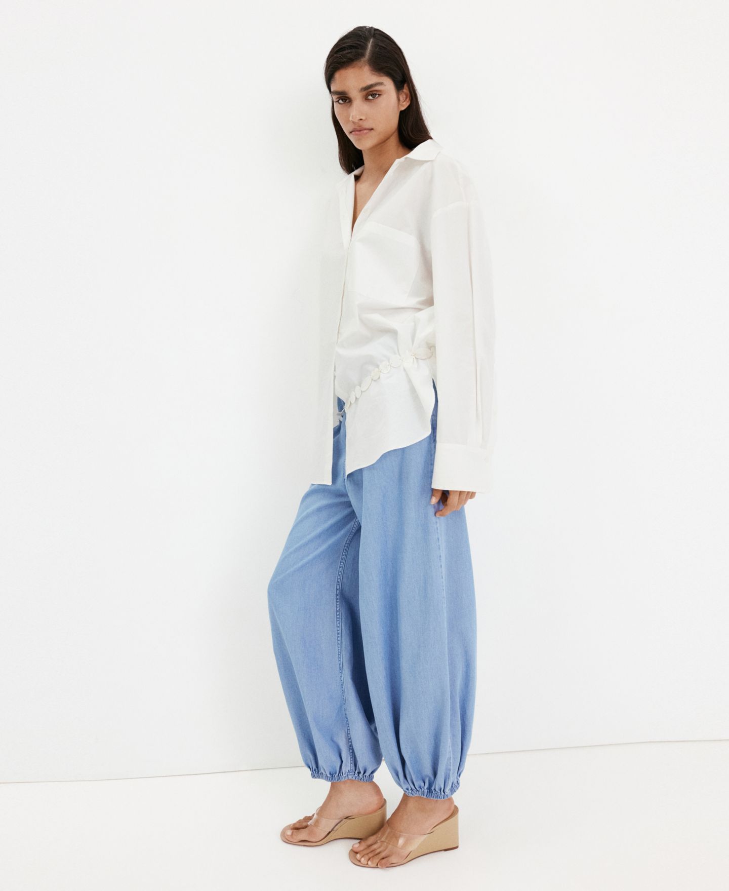 Женские джинсы Mango High-Waisted Baggy, цвет: Светлый синий — фото 5