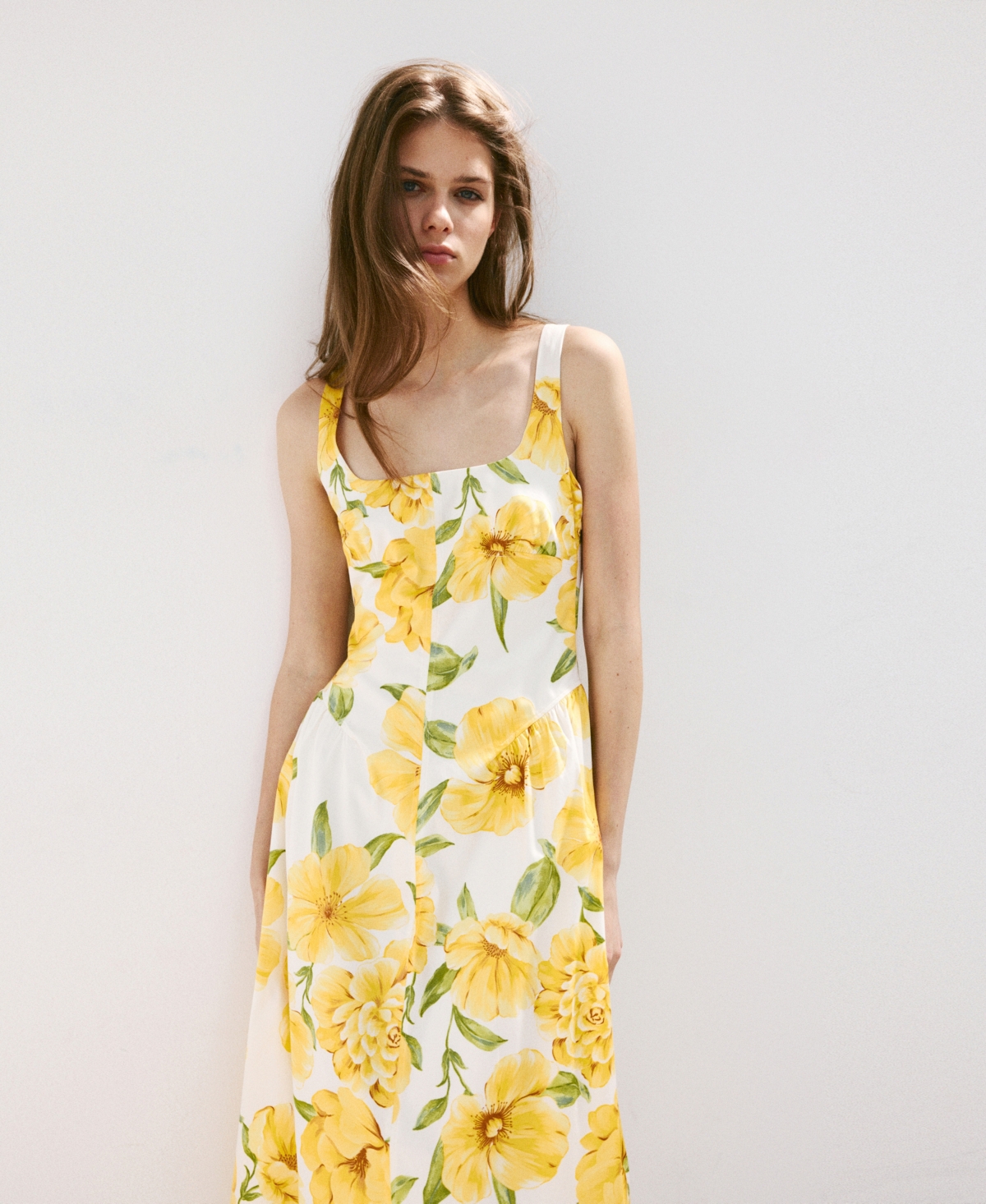 Mango Women's Gathered Waist Floral-Print Dress