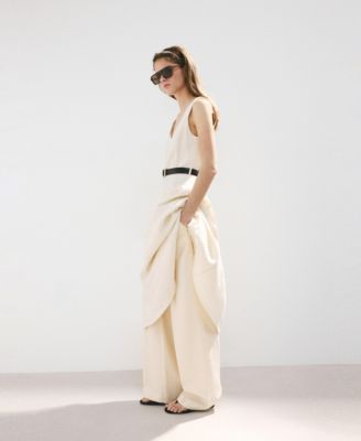 mango belt linen dress MANGO - Linen midi-dress with belt Ecru