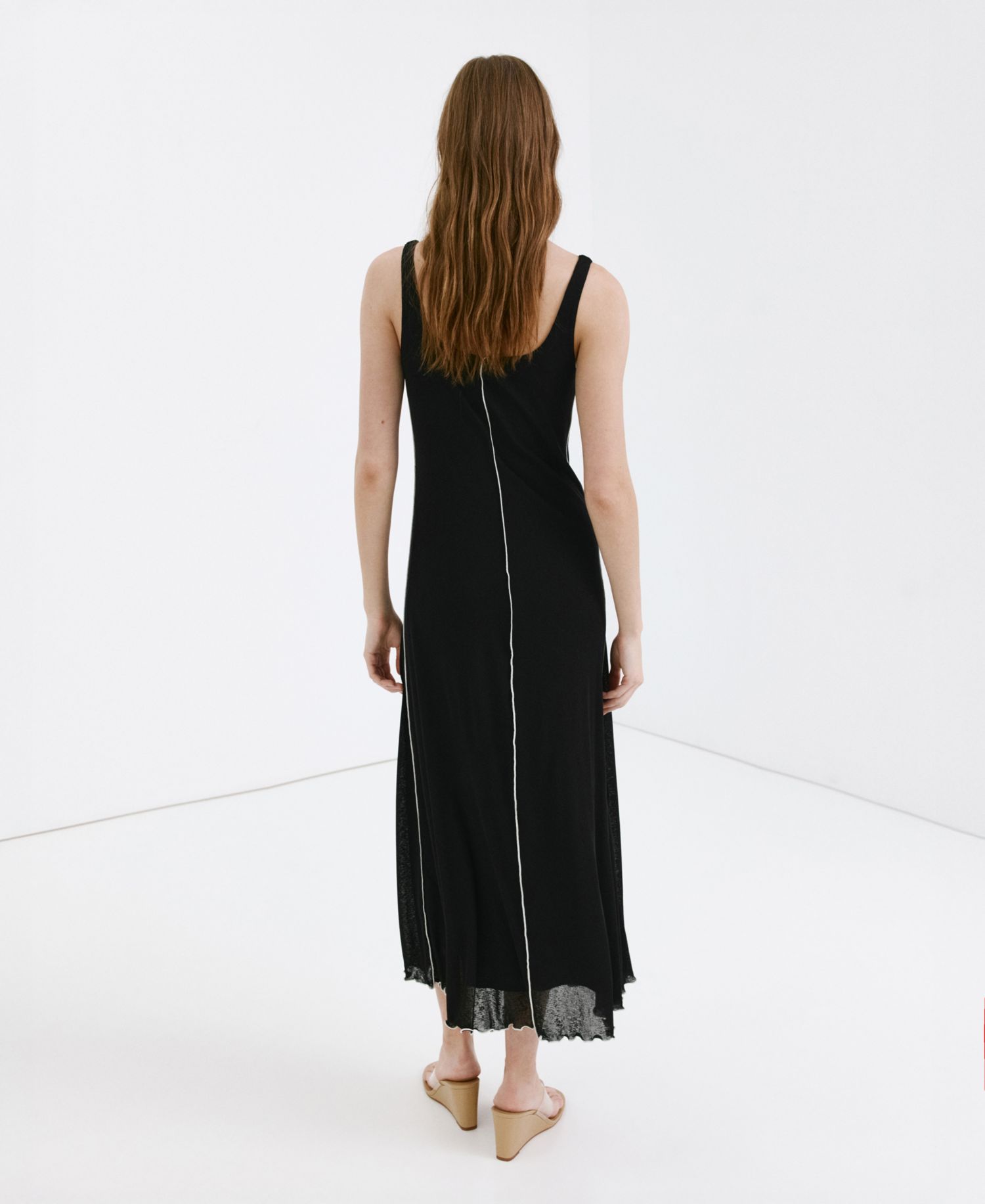 Women's Contrasting Stitching Detail Knit Dress
