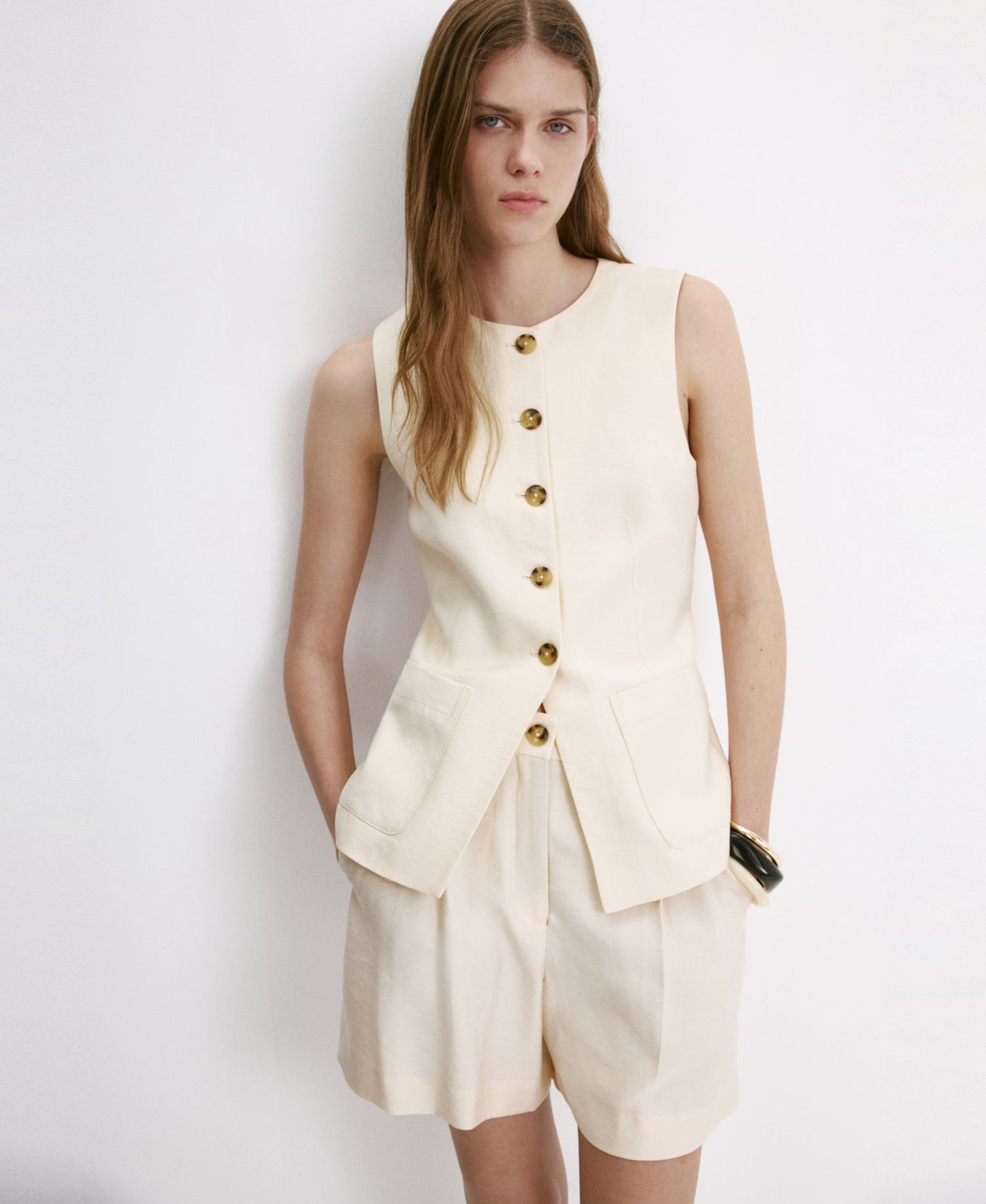 Women's Buttons And Pockets Vest