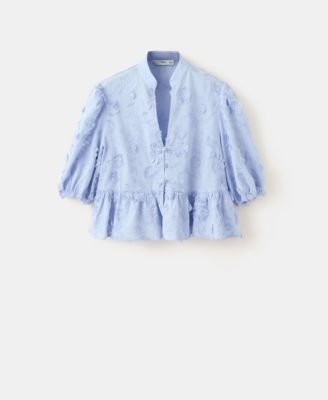 Women's Embroidered Puff-Sleeve Blouse