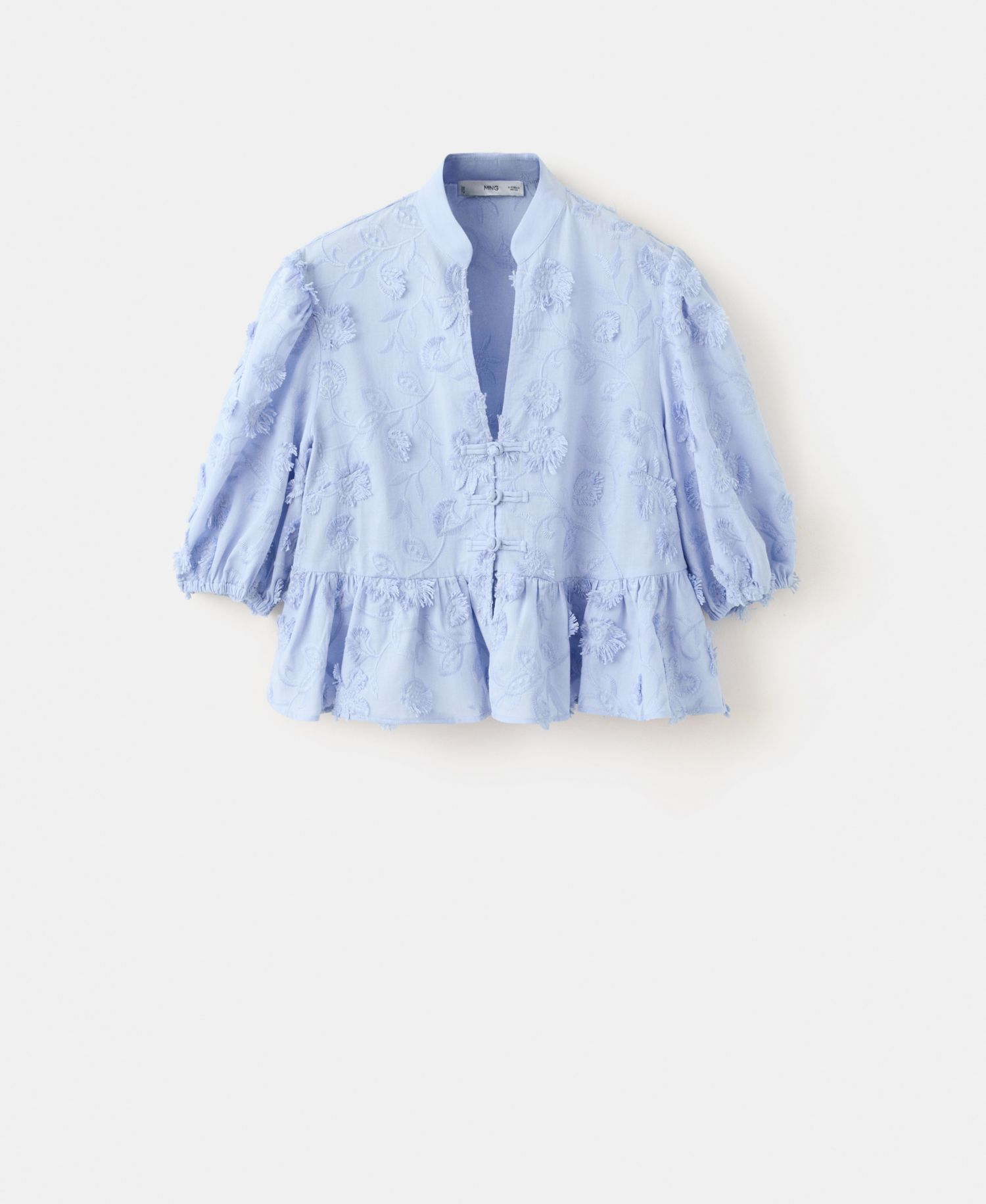 Women's Embroidered Puff-Sleeve Blouse