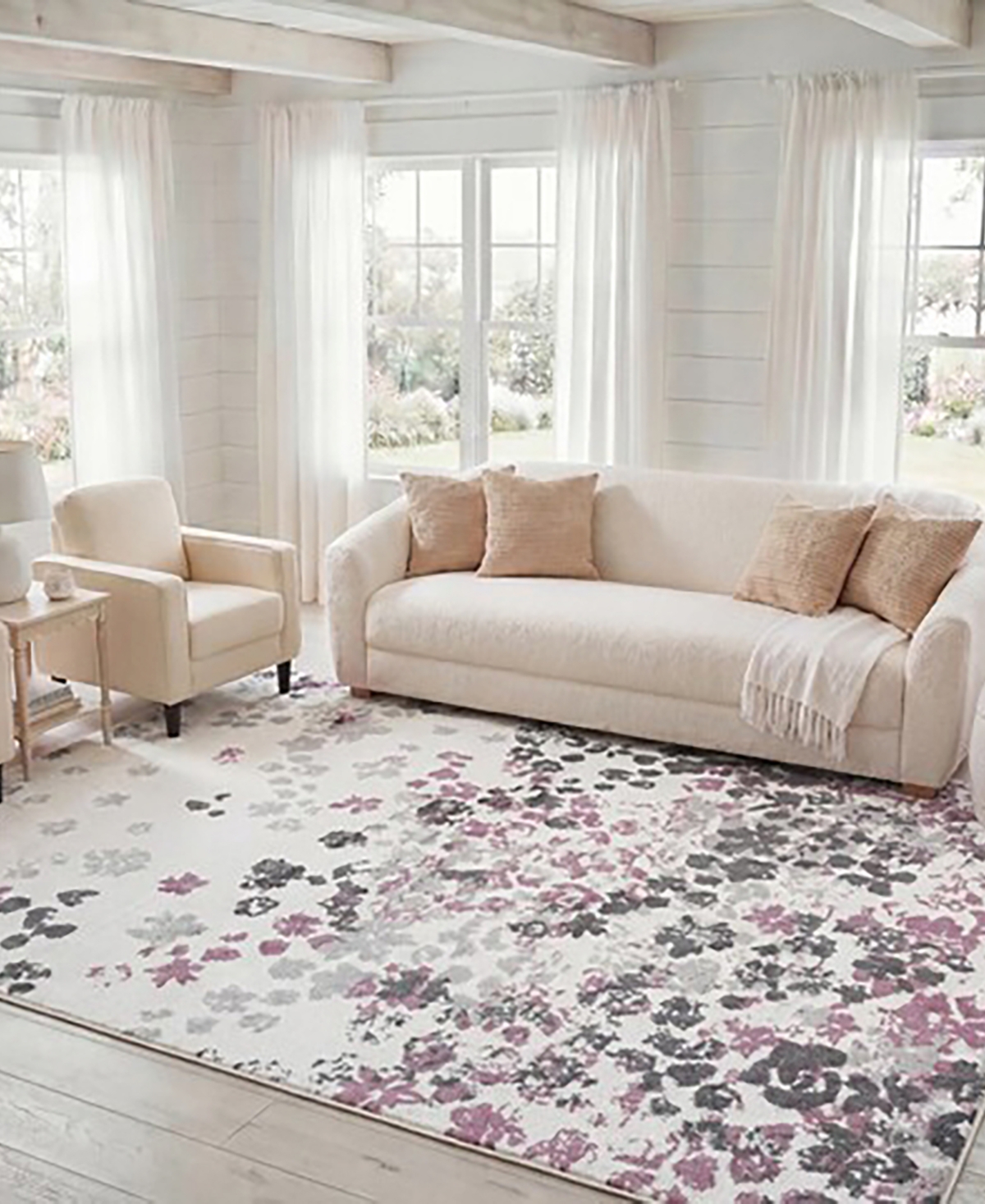 Safavieh Adirondack 115 Ivory and Purple 5'1" x 7'6" Sisal Weave Area Rug