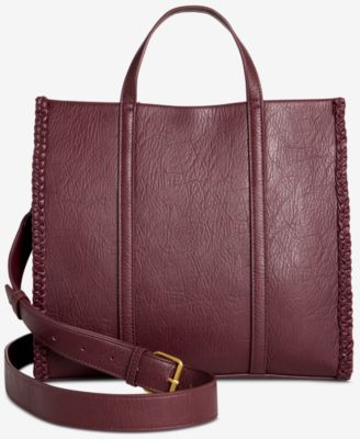 Braided Trim Boxy Tote Bag