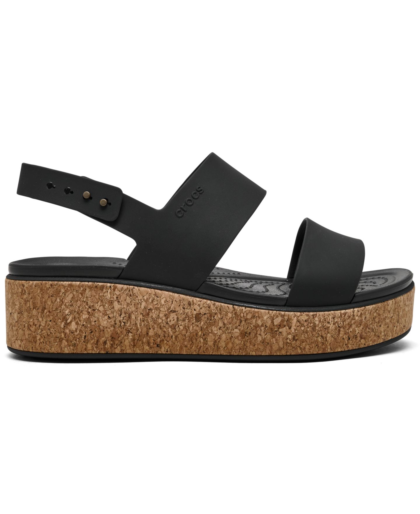 Женские сандалии Crocs Brooklyn Cork Low Wedge, цвет: Чёрный — фото 2