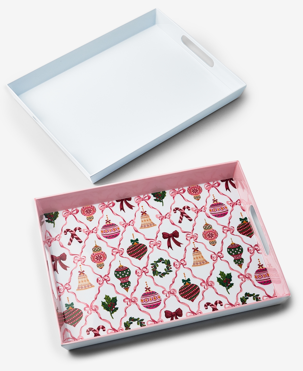 Tinsel And Frost Melamine Ornament Tray, Set of 2