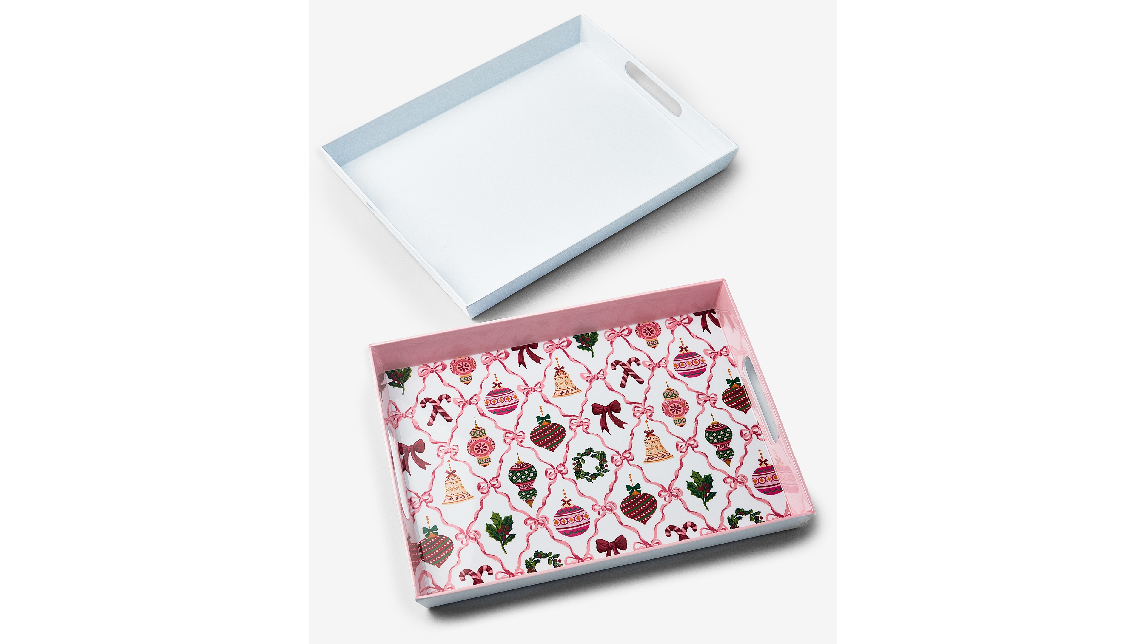 Tinsel And Frost Melamine Ornament Tray, Set of 2