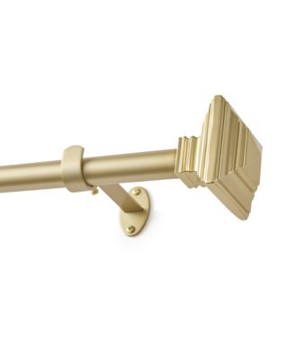 Florence 1-Inch Adjustable Decorative Single Curtain Rod with Stacked Square Finials