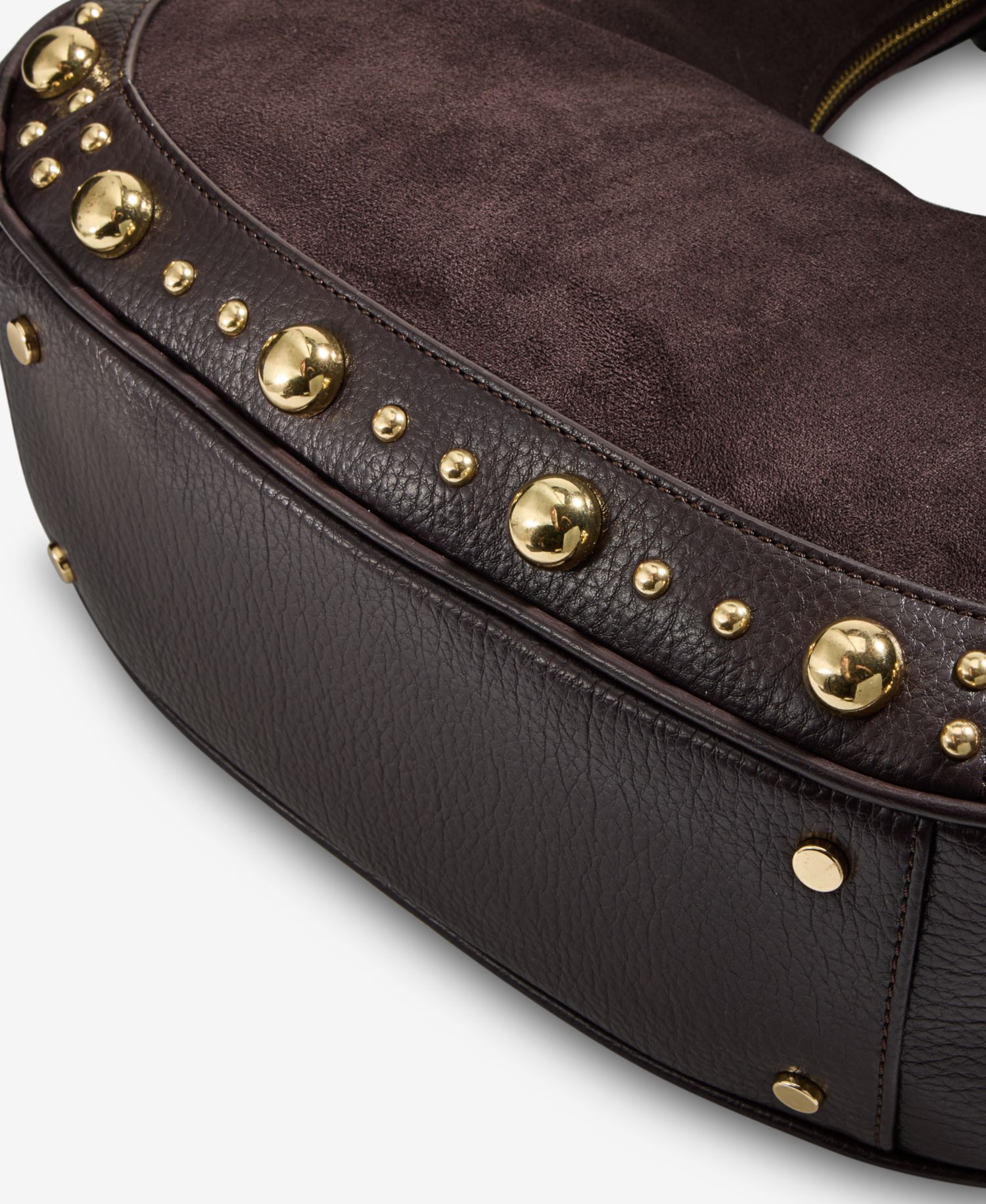 Kyel Faux Suede Studded Hobo Bag