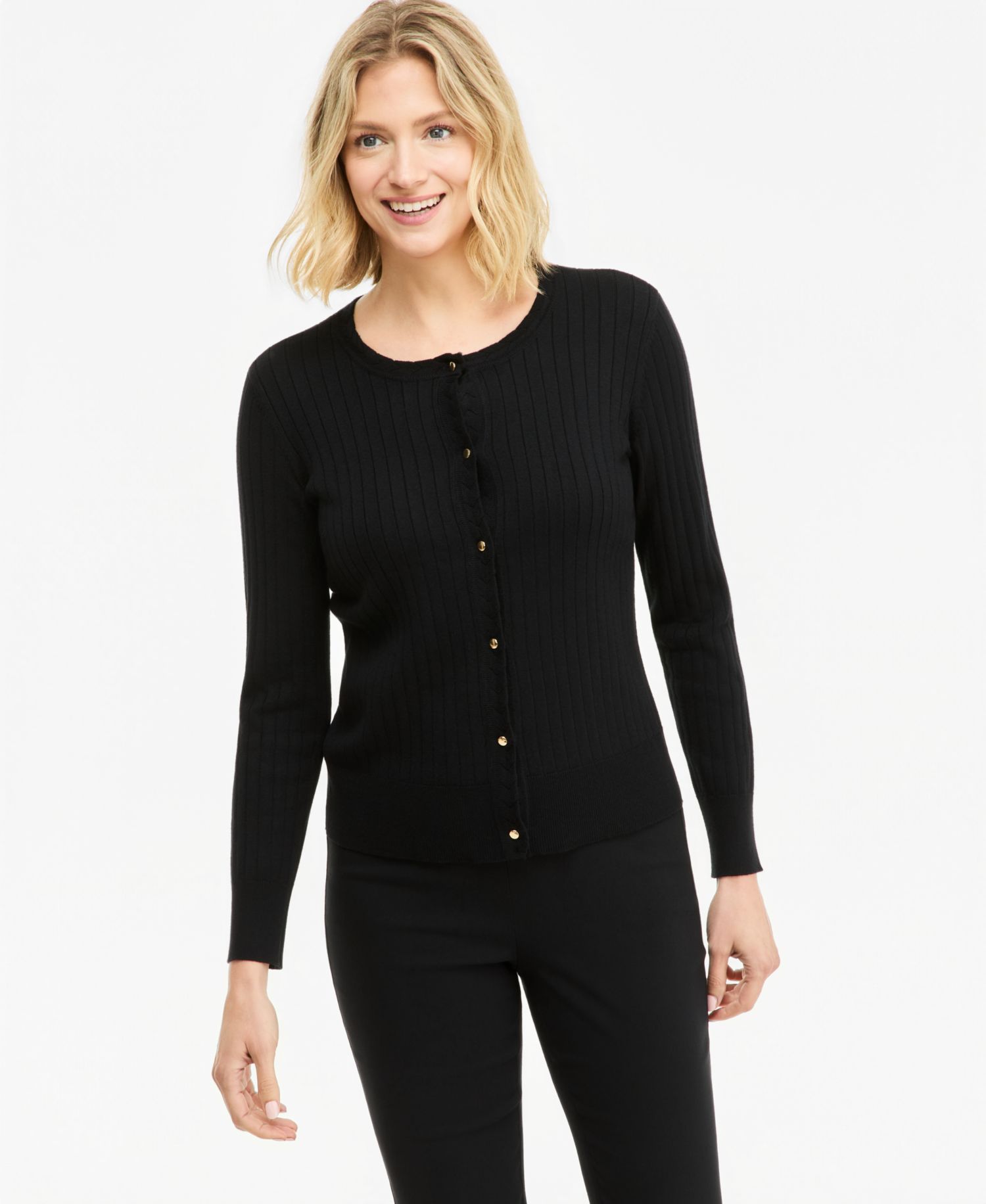 Petite Ribbed Button-Down Cardigan Sweater