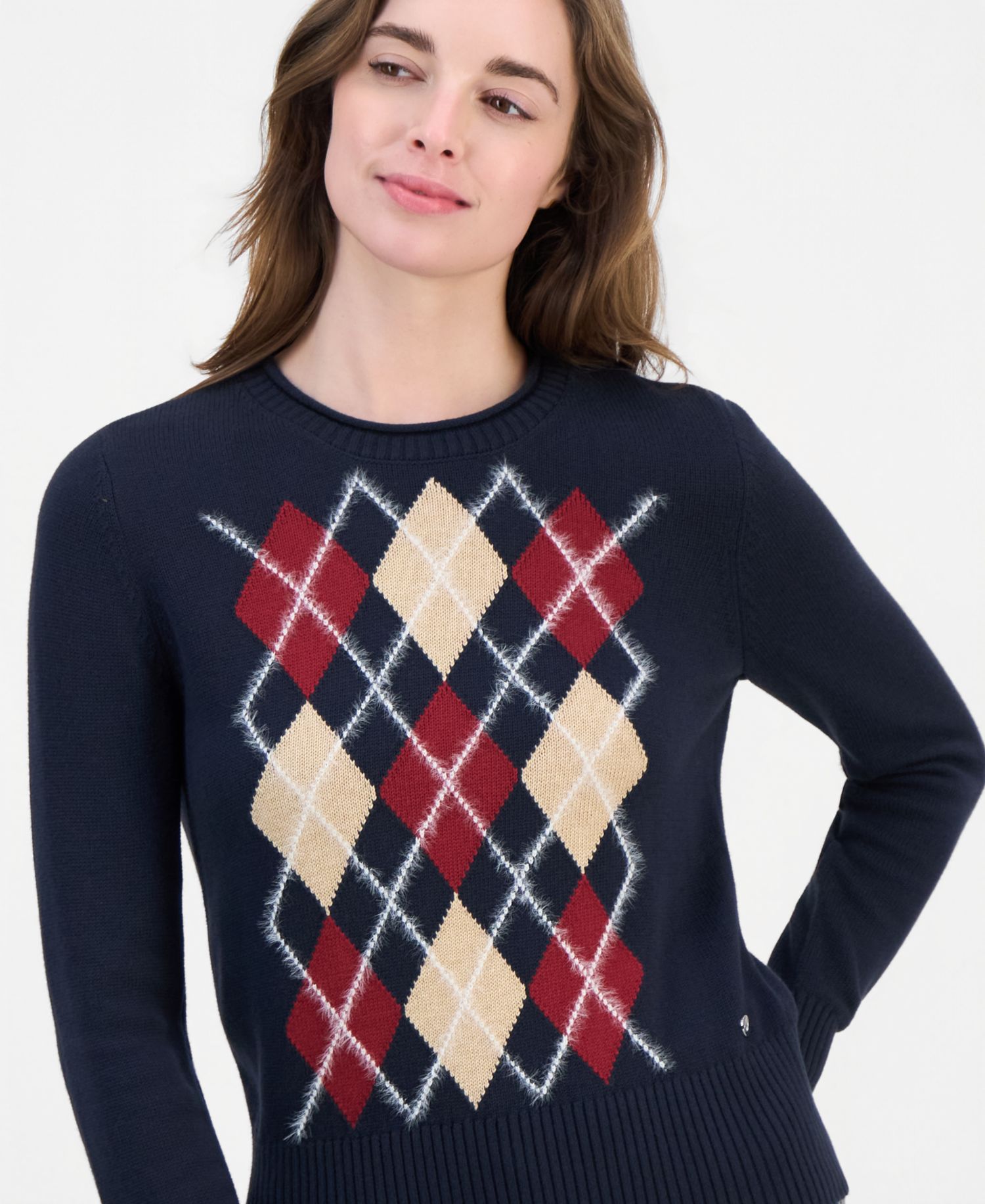 Women's Crewneck Argyle Sweater