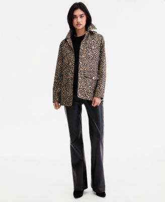 MICHAEL Women's Hooded Leopard-Print Anorak Jacket