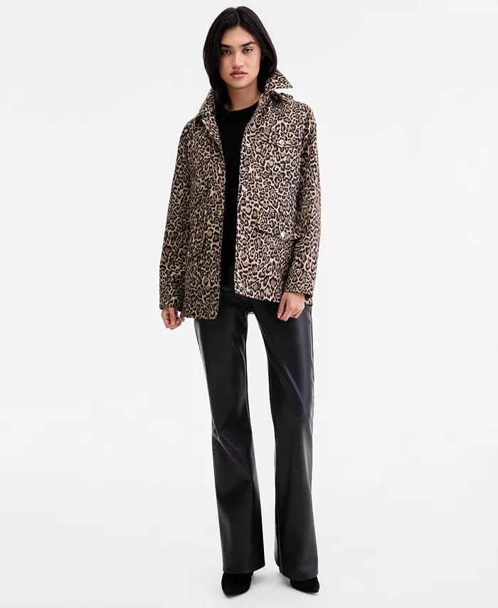 MICHAEL Women's Hooded Leopard-Print Anorak Jacket, Created for Macy's