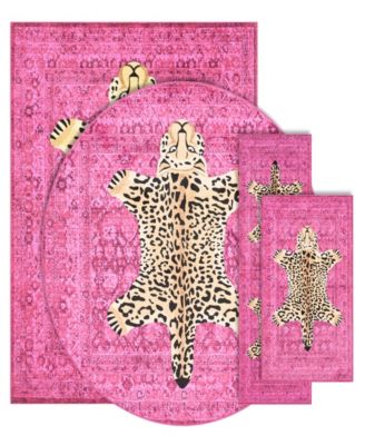 Leopard Medallion Finely Soft Washable Accent Rugs