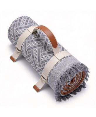 Outdoor Picnic Blanket Waterproof Woven Boho Mat Beach Towel Yoga Park Garden Festival Ground Cover 80"x80