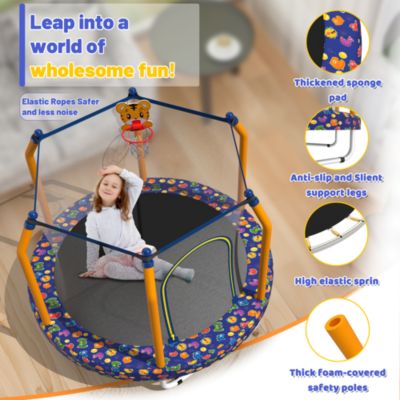 Trampoline for Kids Indoor and Outdoor Small Toddler Trampoline with Basketball Hoop