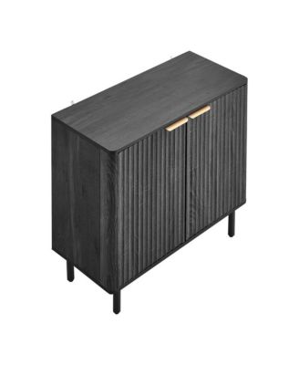 Coffee Bar Cabinet Mid Century Fluted Coffee Bar Table with 2-Tier Storage