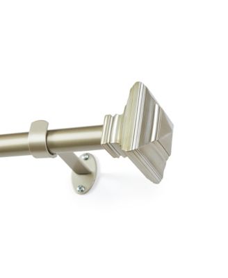 Florence 1-Inch Adjustable Decorative Single Curtain Rod with Stacked Square Finials