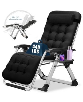 Zero Gravity Chair, Folding Portable Reclining Lounge Chair with Removable Cushion, Headrest, Reclining Patio Lounger Chair for Indoor,Outdoor