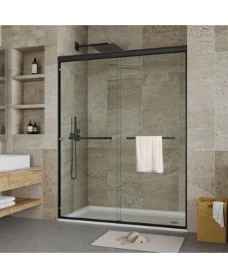 72''H x 48''/60''W Aluminum Frame Sliding Shower Door with 8mm Tempered Glass, Coating Easy Clean, Double Sliding for Bathroom, Anodized