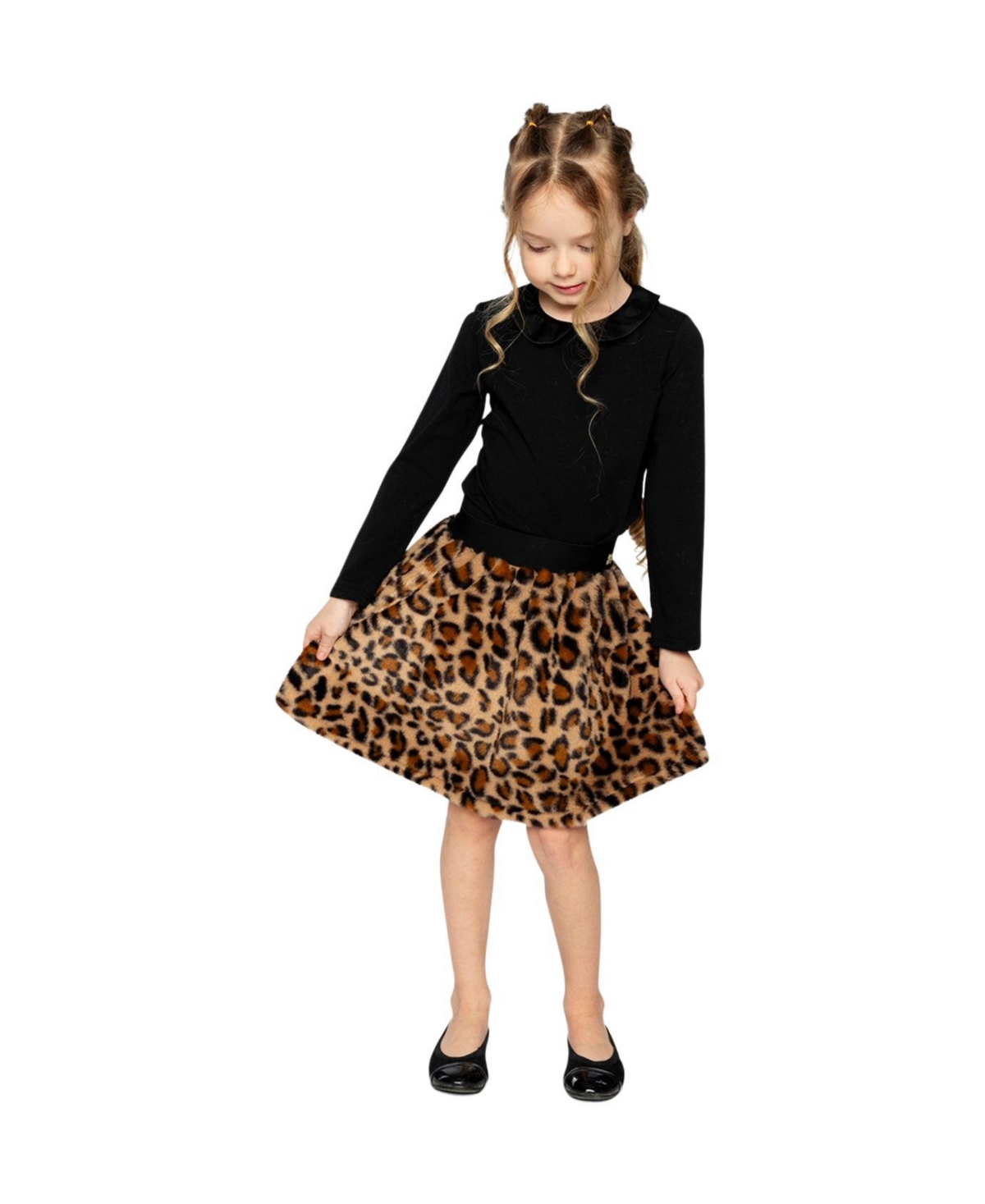 Deux par Little and Big Girl 6 -14 Organic Cotton T-Shirt with Peter Pan Collar