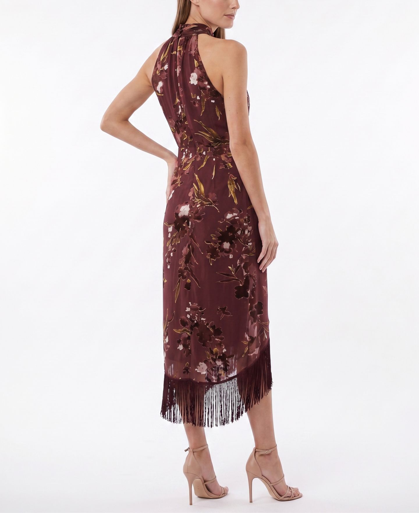 Женское платье Taylor Tassel Trimmed Halter, цвет: Бордовый — фото 4