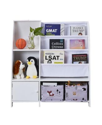 Kids Funnel Style Bookcase Multi-purpose Magazine Storage Organizer
