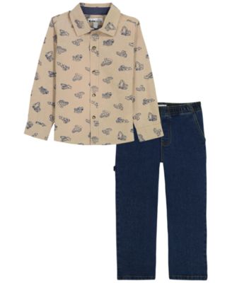 Toddler Boys' 2T-5T Long-Sleeve Shirt and Jeans, 2-Piece Set
