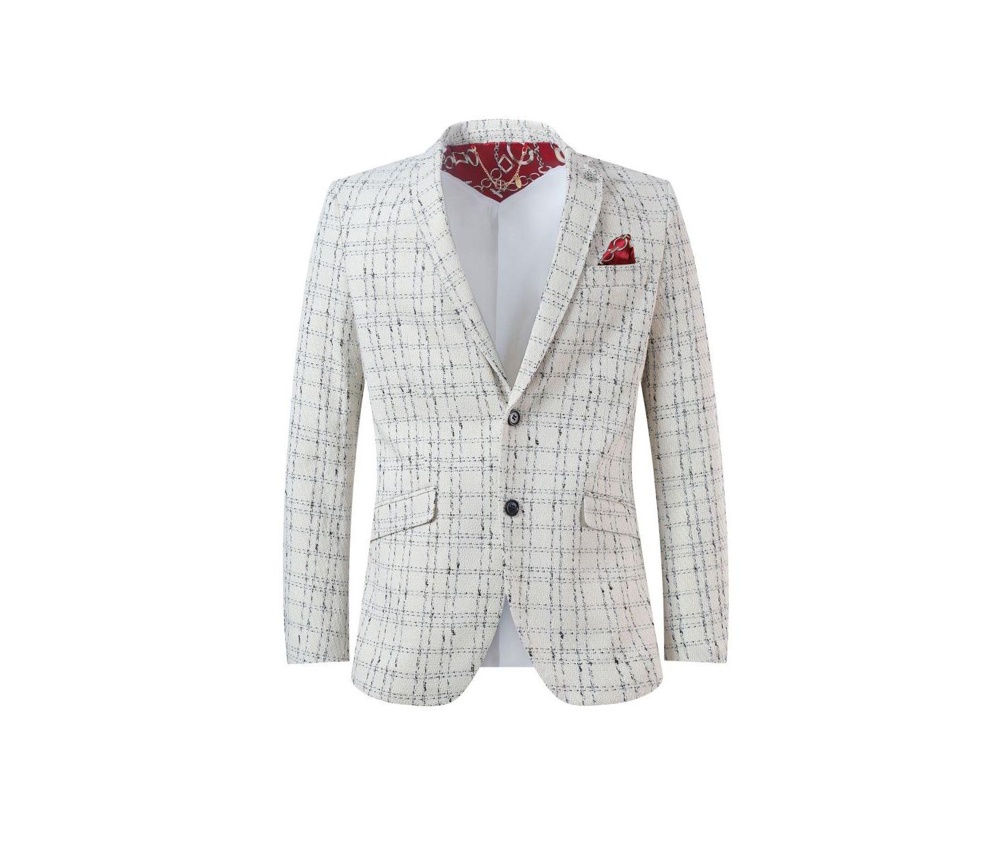Мужской пиджак Elie Balleh Slim Fit Plaid Boucle Sport coat, цвет: Белый — фото 3