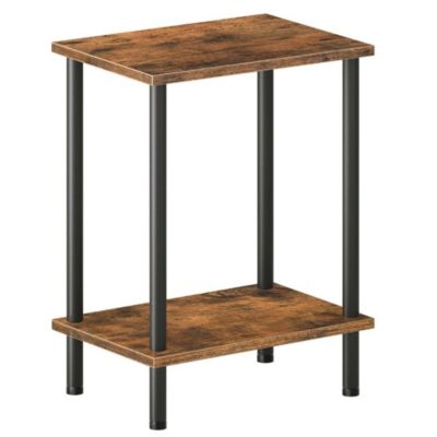 Living Room End Table with 2-Tier Shelves for Storage