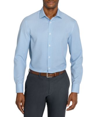 construct slim fit dress shirts Construct Men's Blue Slim-Fit Performance Stretch Dress Shirt 14-14.5 32/33