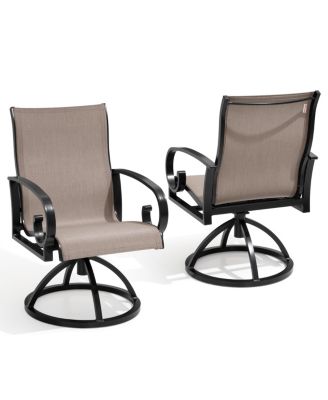 Outdoor Aluminum Patio Swivel Dining Chairs with Sunbrella Fabric