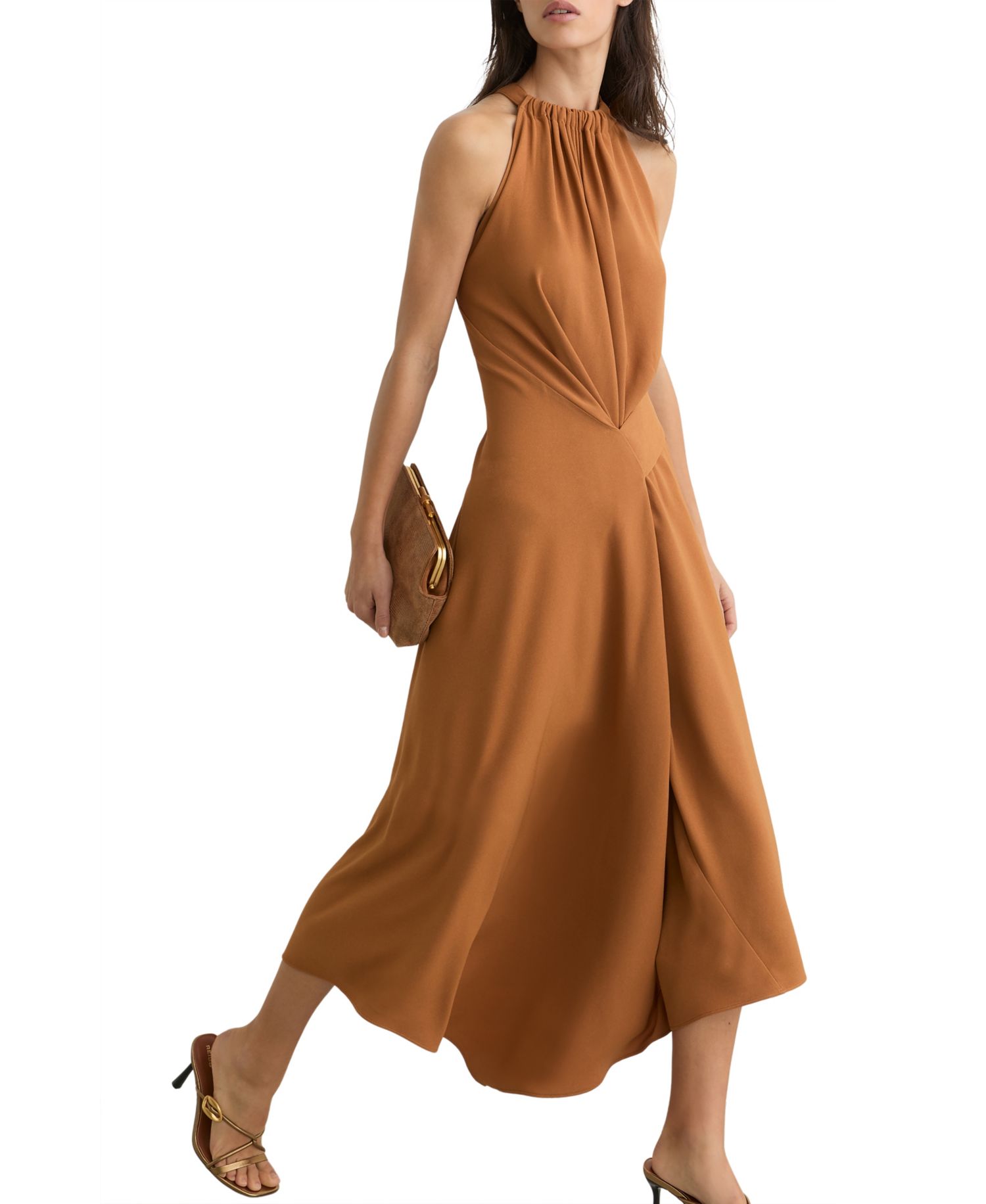 Women's Drape-Detail Sleeveless Midi Dress
