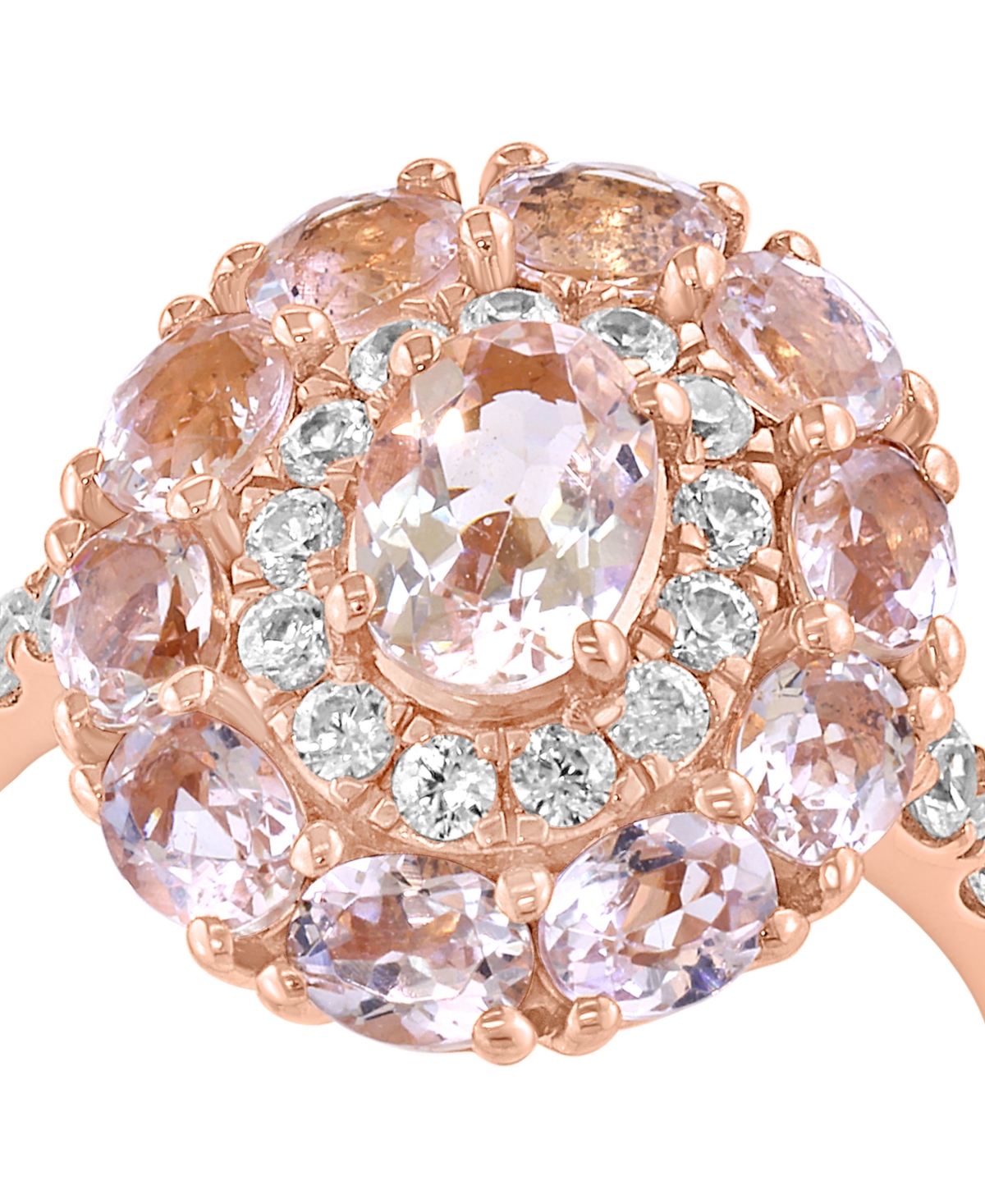 Effy Collection Morganite (3-1/2 ct. t.w.) & White Zircon (7/8 ct. t.w.) Ring in 14k Rose Gold over Sterling Silver