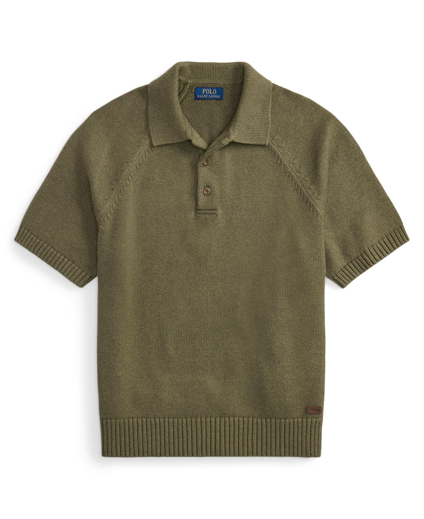 Мужской свитер Polo Ralph Lauren Thick-Gauge Cotton Polo Sweater, цвет: Оливковый меланжевый — фото 6