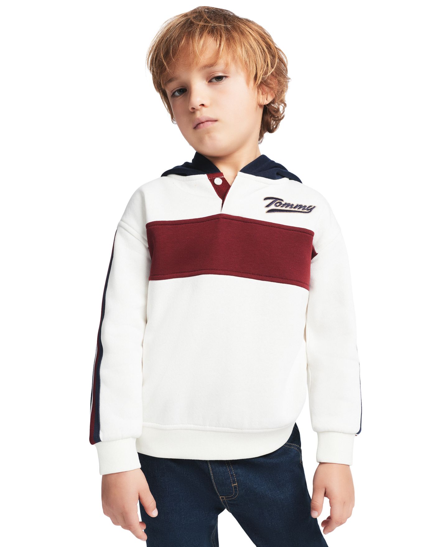 Детский комплект Tommy Hilfiger для мальчиков 2T-5T: худи и джинсовые брюки, цвет: Ванильный / Тёмно-синий — фото 4