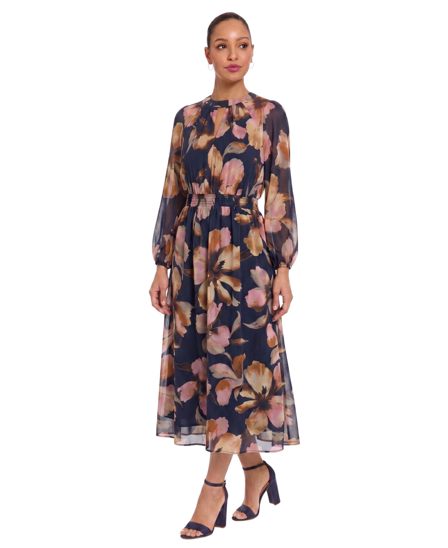 Women's Balloon Floral Midi Dress