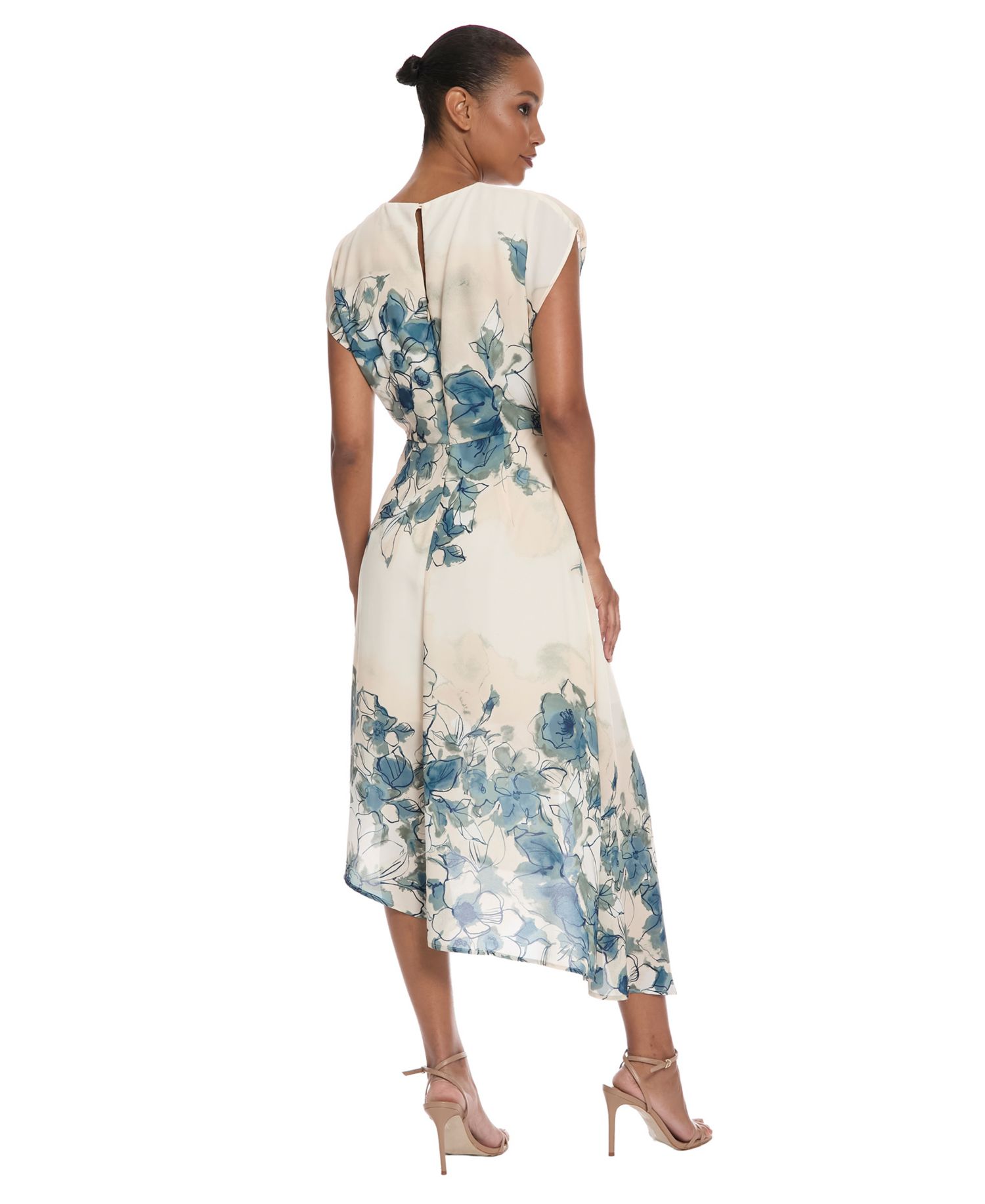 Women's Asymmetrical Floral Midi Dress