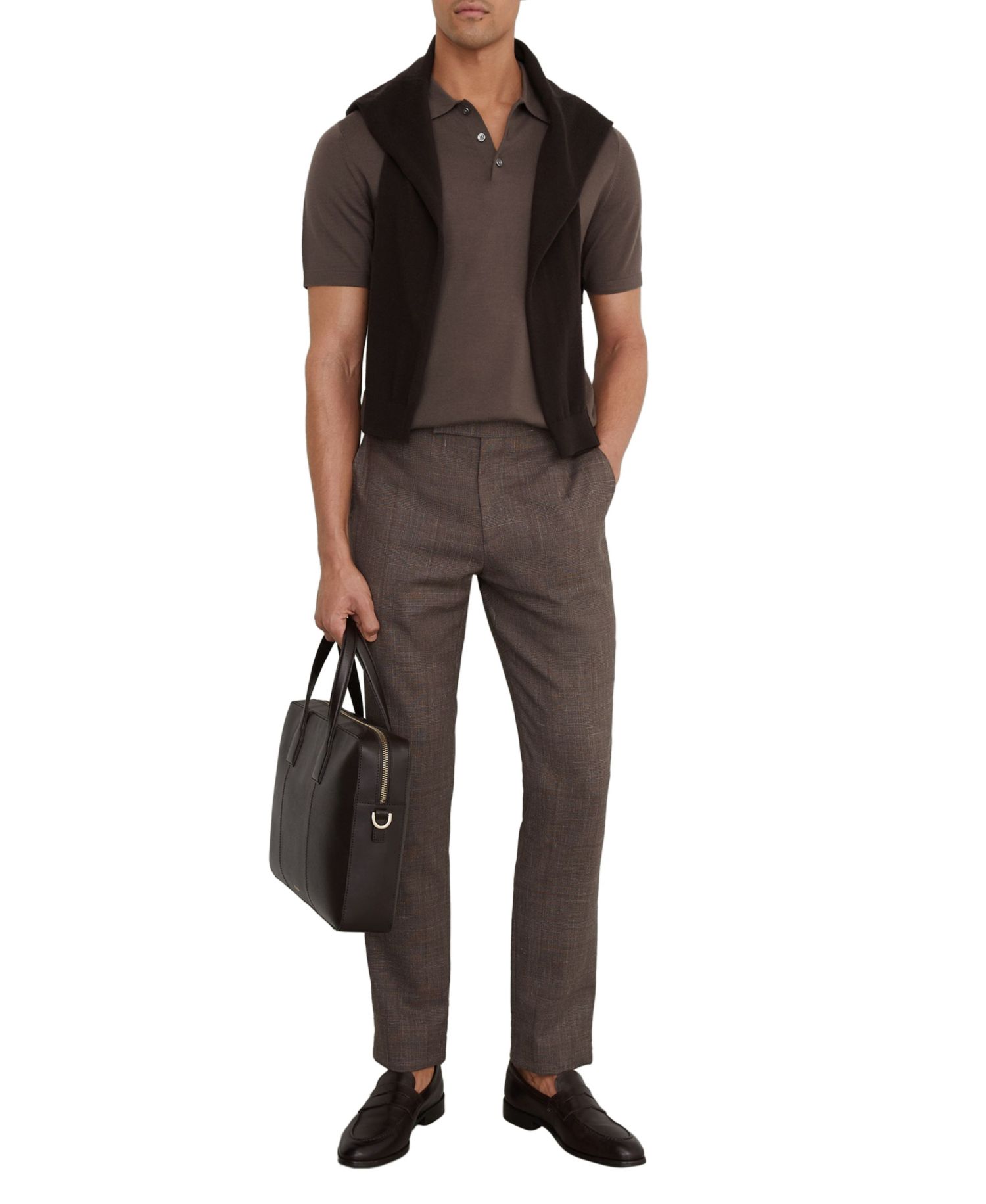 Men's Manor Half Button Merino Wool Polo Shirt