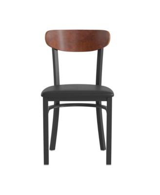 Yara Industrial Dining Chair with Rolled Steel Frame and Solid Wood Seat