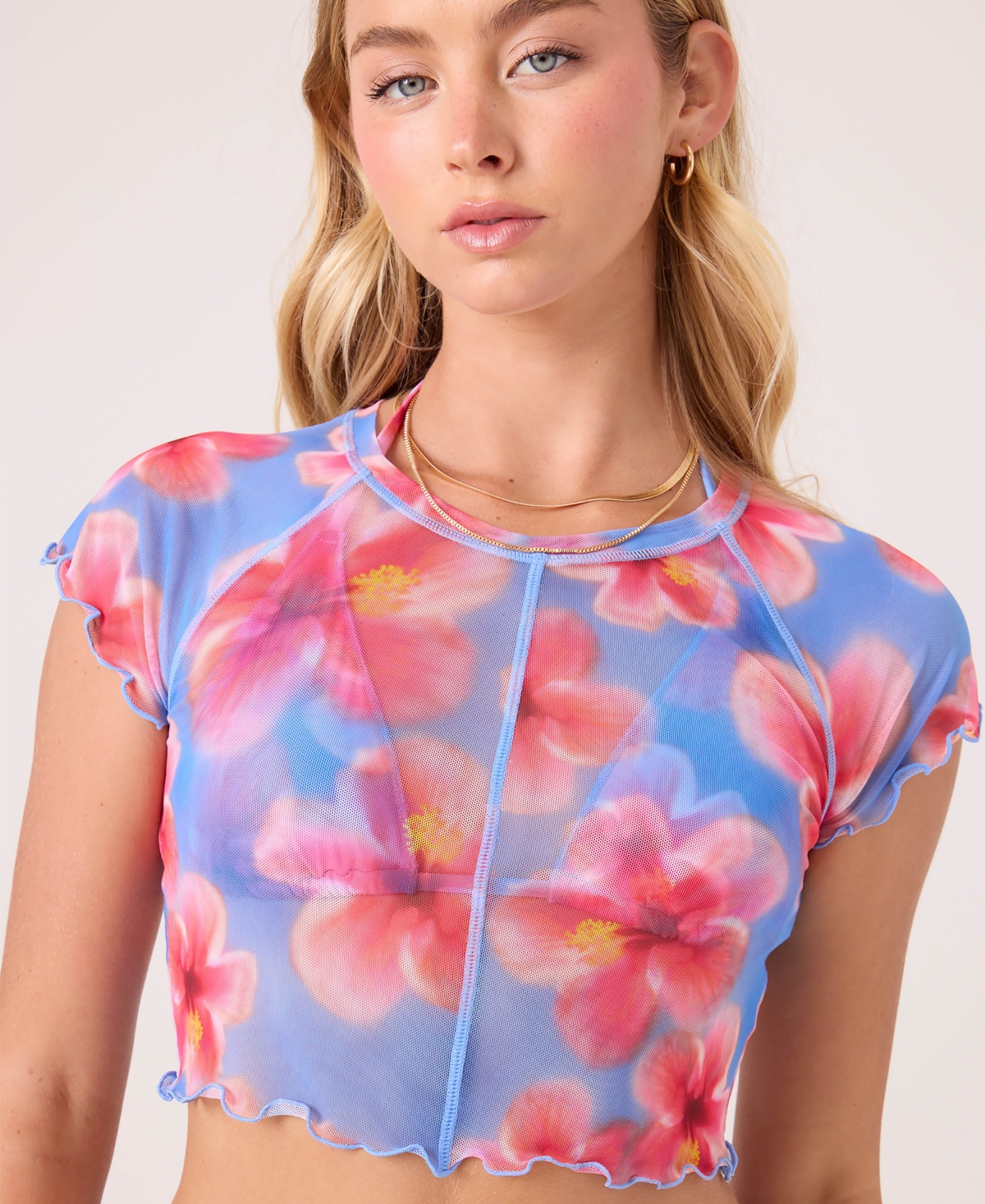 Roxy Women's Hibiscus Haze Mesh Crop Rashguard