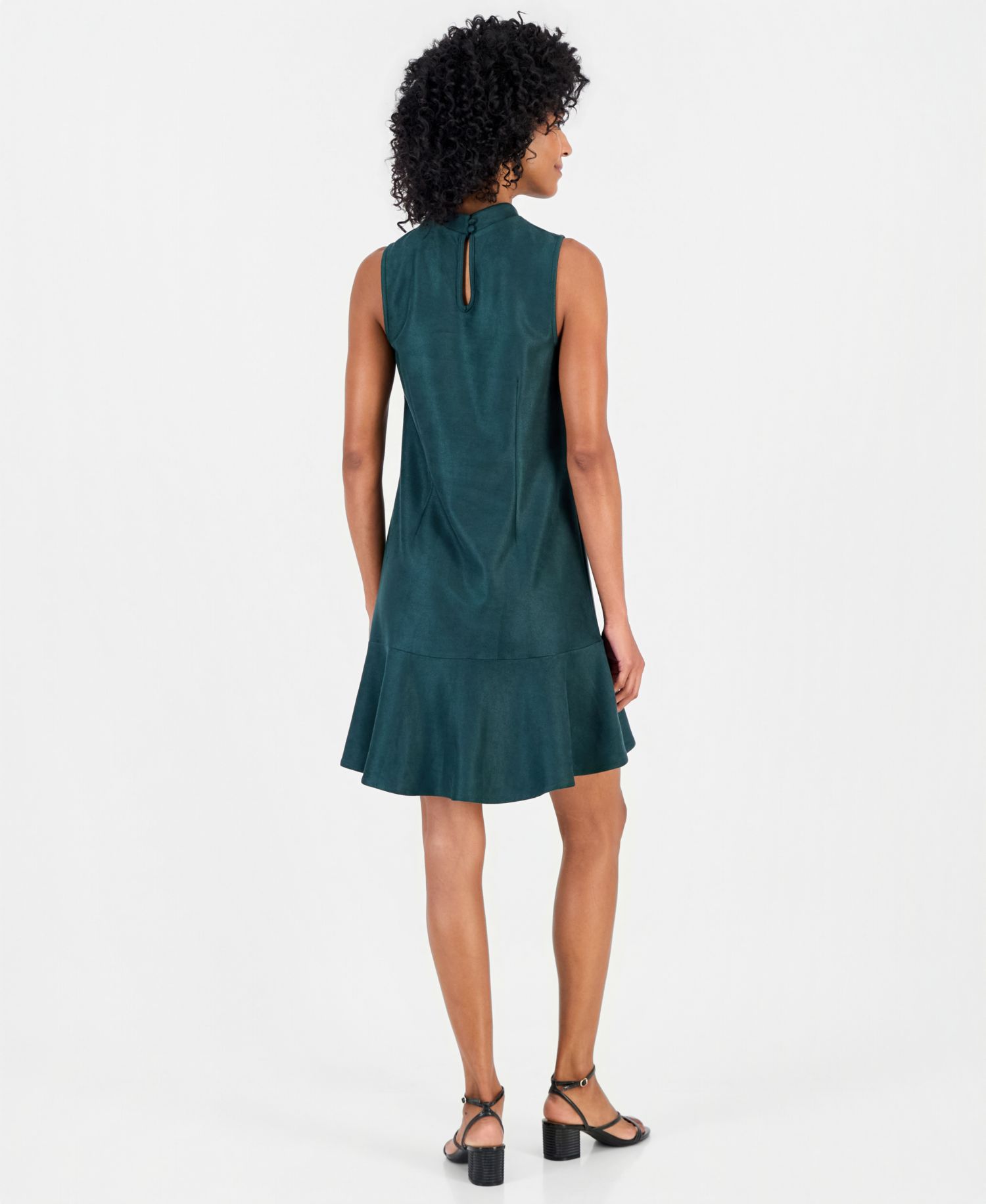 Women's Faux Suede Flounce-Hem Dress