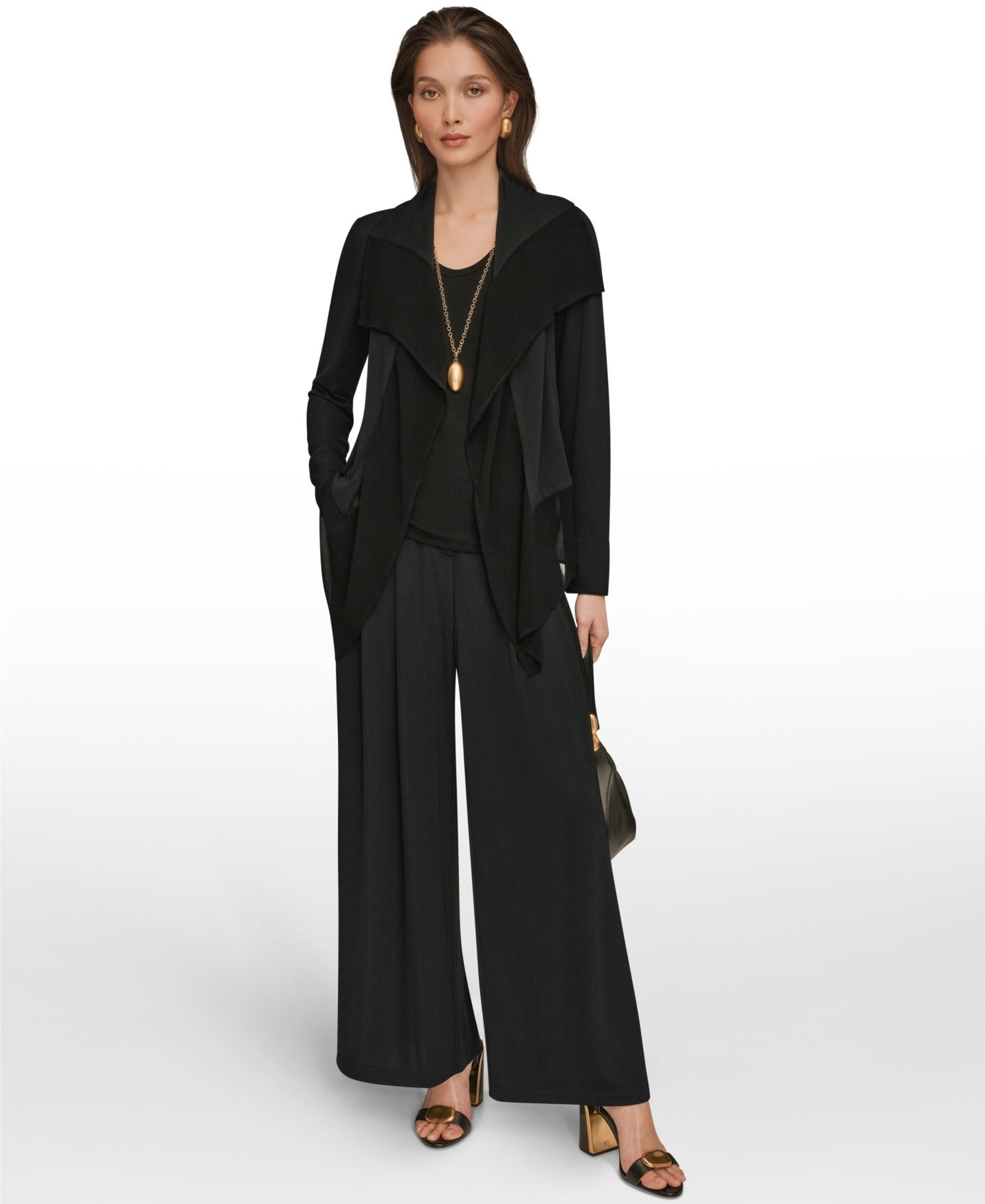 Женская куртка Donna Karan New York Ruffle Front, цвет: Чёрный — фото 6